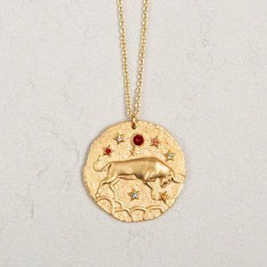 14k gold coated silver Zodiac Taurus necklace